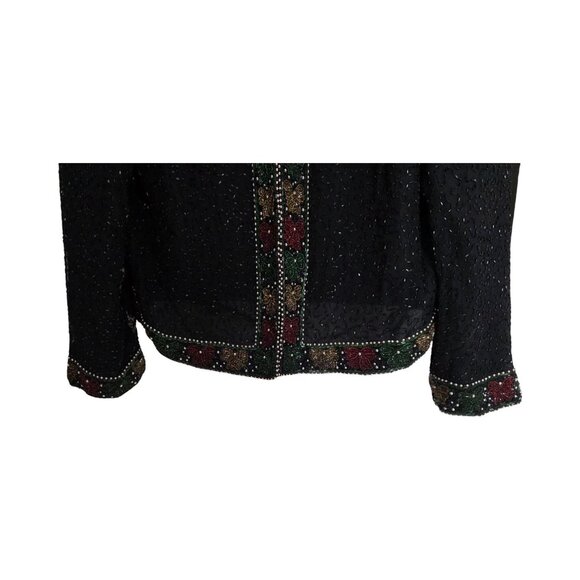 Vintage Women's - Laurence Kazar Beaded Bow Holiday Jacket, Size 1X - Picture 3 of 11